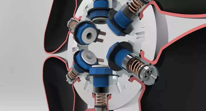 A cut view of a single link.